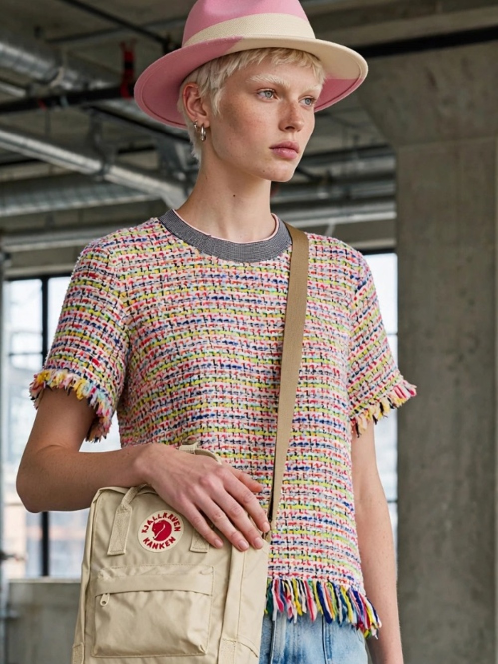 Zara soft stretch tweed effect top